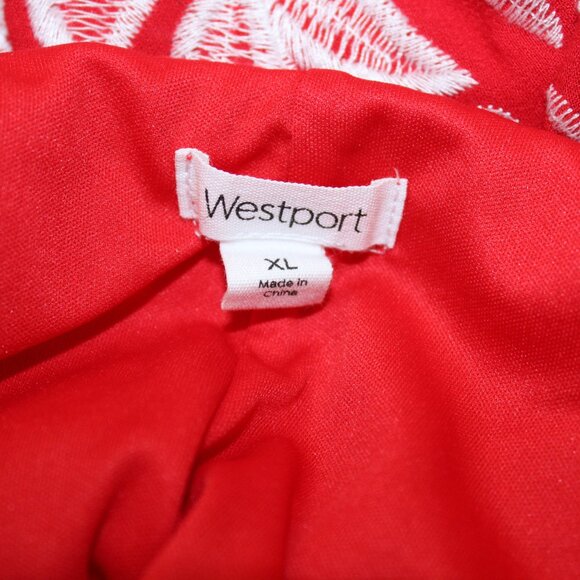 SUNDRESS Westport Red White Floral Embroidery Lined Tie Front MAXI XL Pre-Loved - Picture 11 of 13